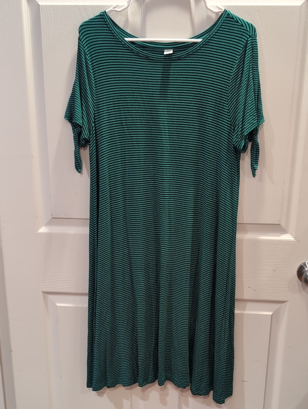 Casual Teal and Black Striped Women's Dress M TALL